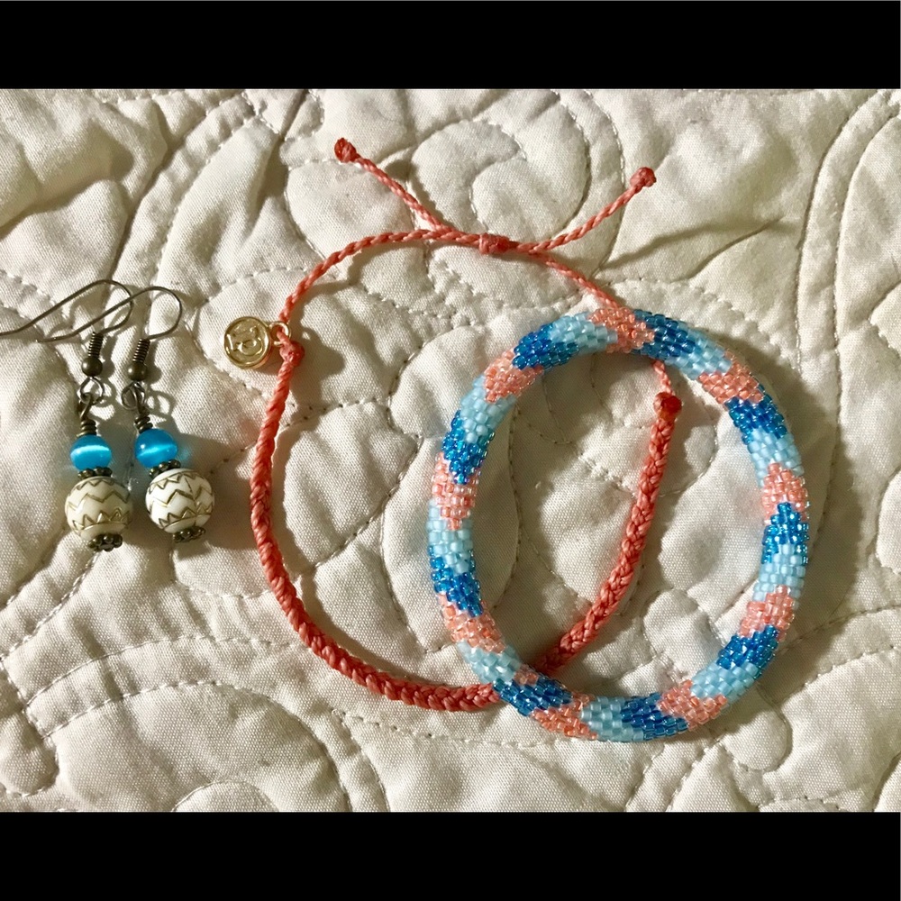 PuraVida bracelet, Sashka Co. bracelet, earrings.